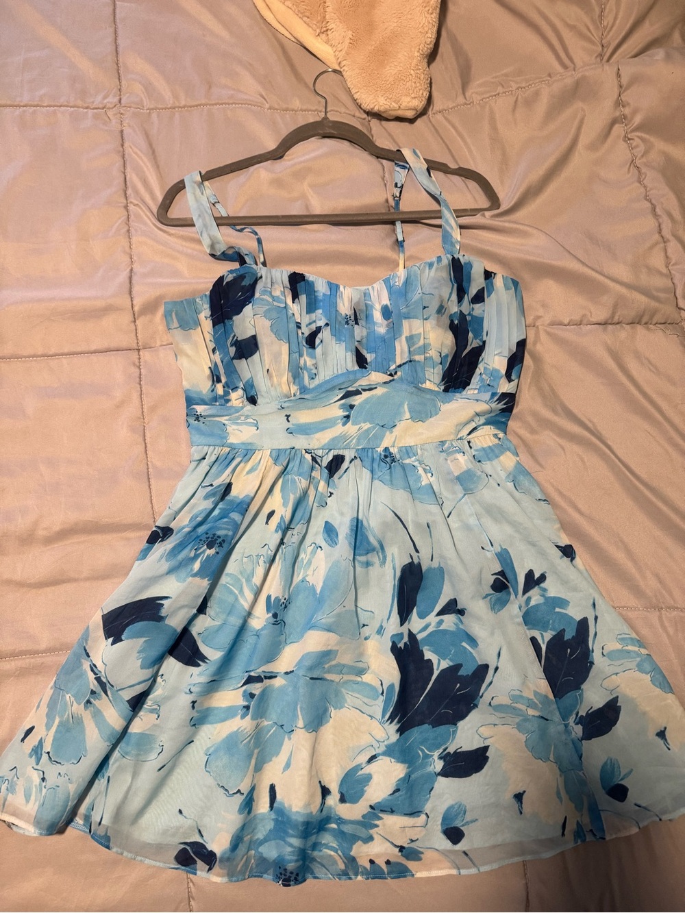 Abercrombie & Fitch Blue Watercolor Spaghetti Strap Dress